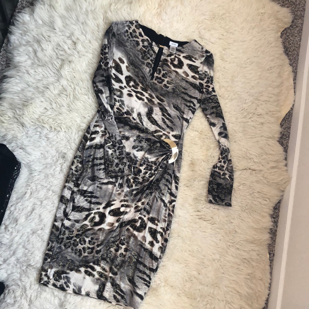 Cheetah style dress with gold belt